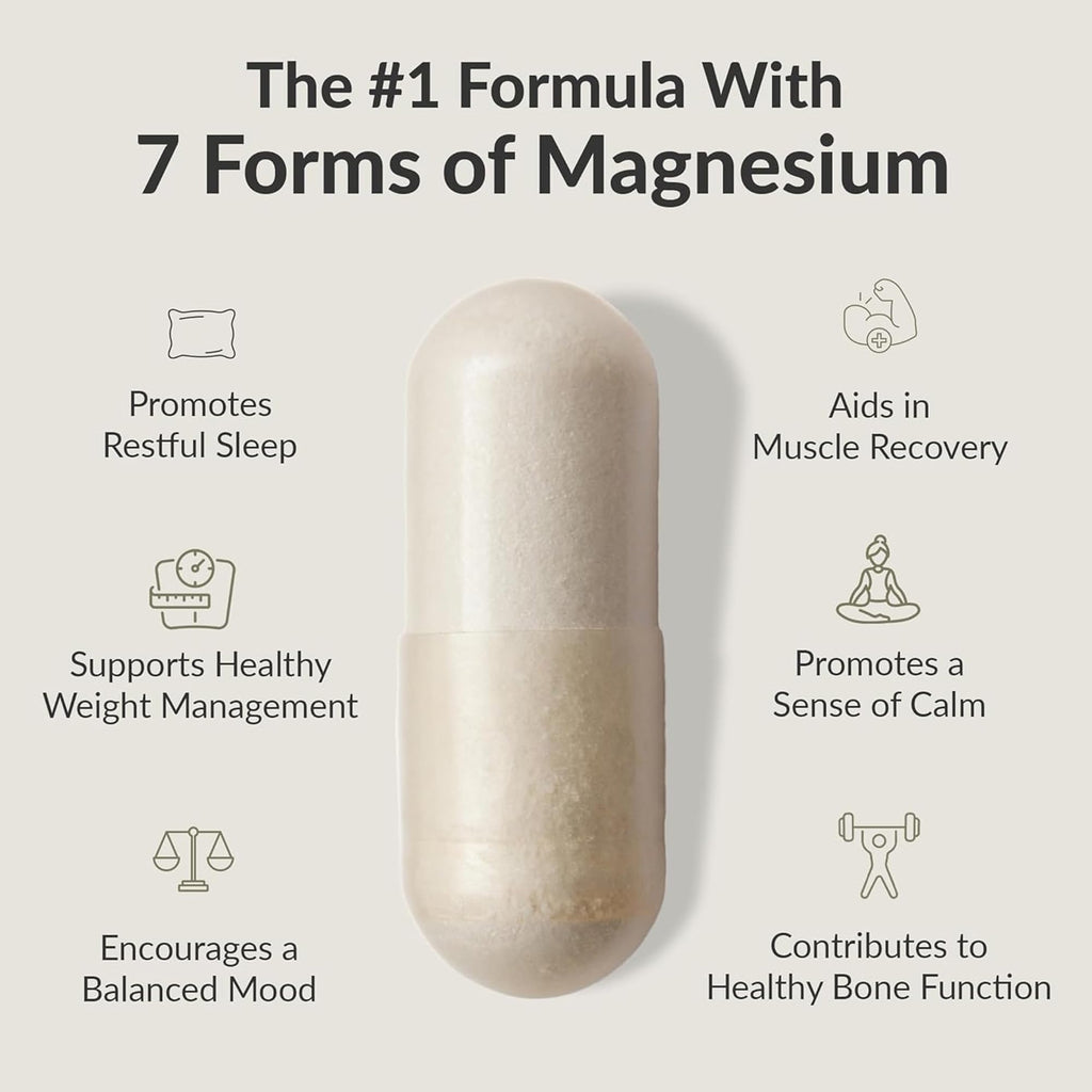BIOptimizers Magnesium Breakthrough Supplement with 500mg - 7 Forms of Magnesium: Glycinate, Malate, Citrate, and More - Natural Support for Sleep and Cognitive Function -30 Capsules- Calming Vitamins - TrustMedUSA