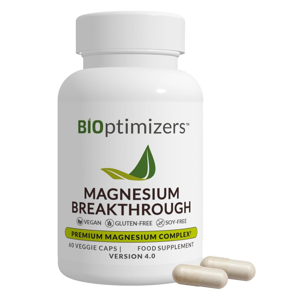 BIOptimizers Magnesium Breakthrough Supplement with 500mg - 7 Forms of Magnesium: Glycinate, Malate, Citrate, and More - Natural Support for Sleep and Cognitive Function -60 Capsules- Calming Vitamins - TrustMedUSA