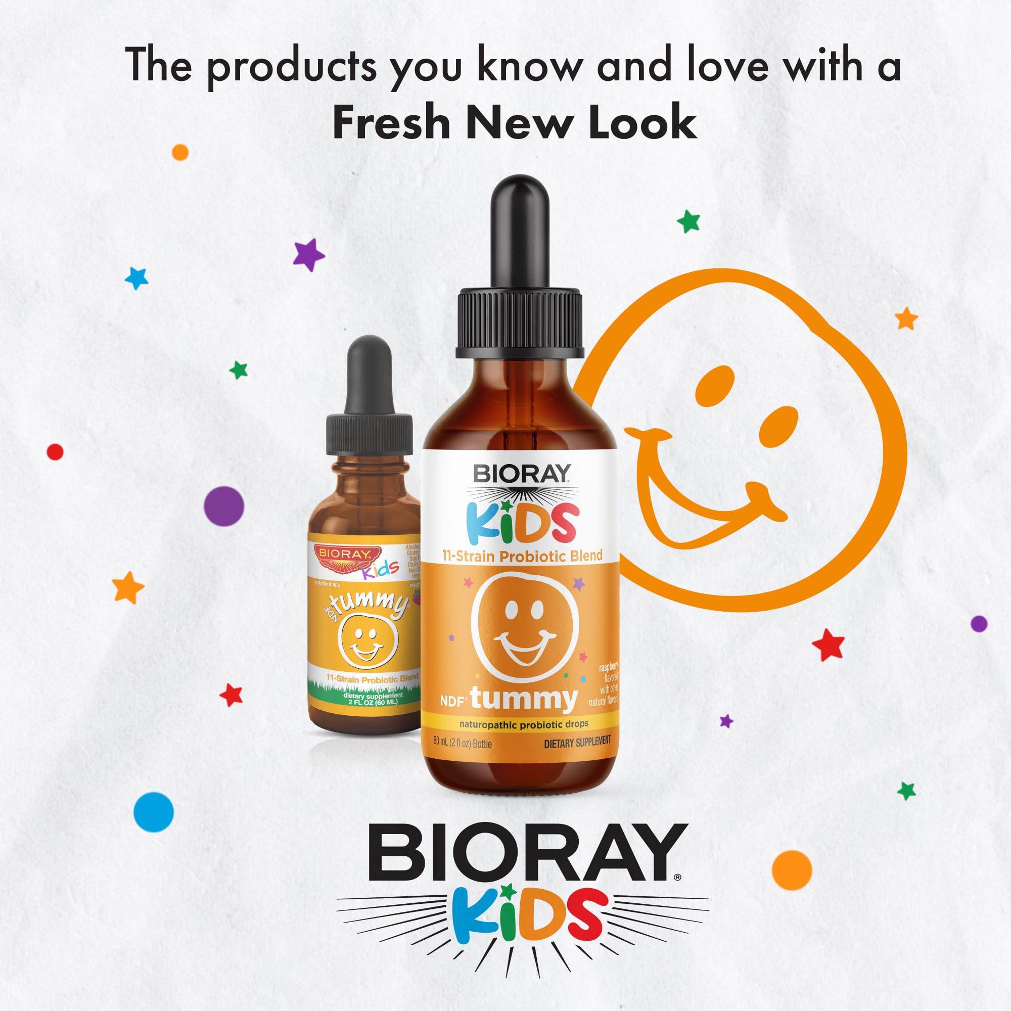 BIORAY Kids NDF Tummy, Raspberry - 4 fl oz (120 mL) - 11-Strain Probiotic Blend - Supports the Immune Response in the GI Tract - Non-GMO, Vegan, Gluten Free - Approx. 120 Servings - TrustMedUSA