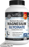 BioSchwartz Magnesium Glycinate 500mg Capsules (240 Mini Caps) Maximum Absorption Magnesium Supplement for Healthy Nerves Muscles Heart Mood and Sleep Support (Vegan, Gluten-Free, Non-GMO) - TrustMedUSA