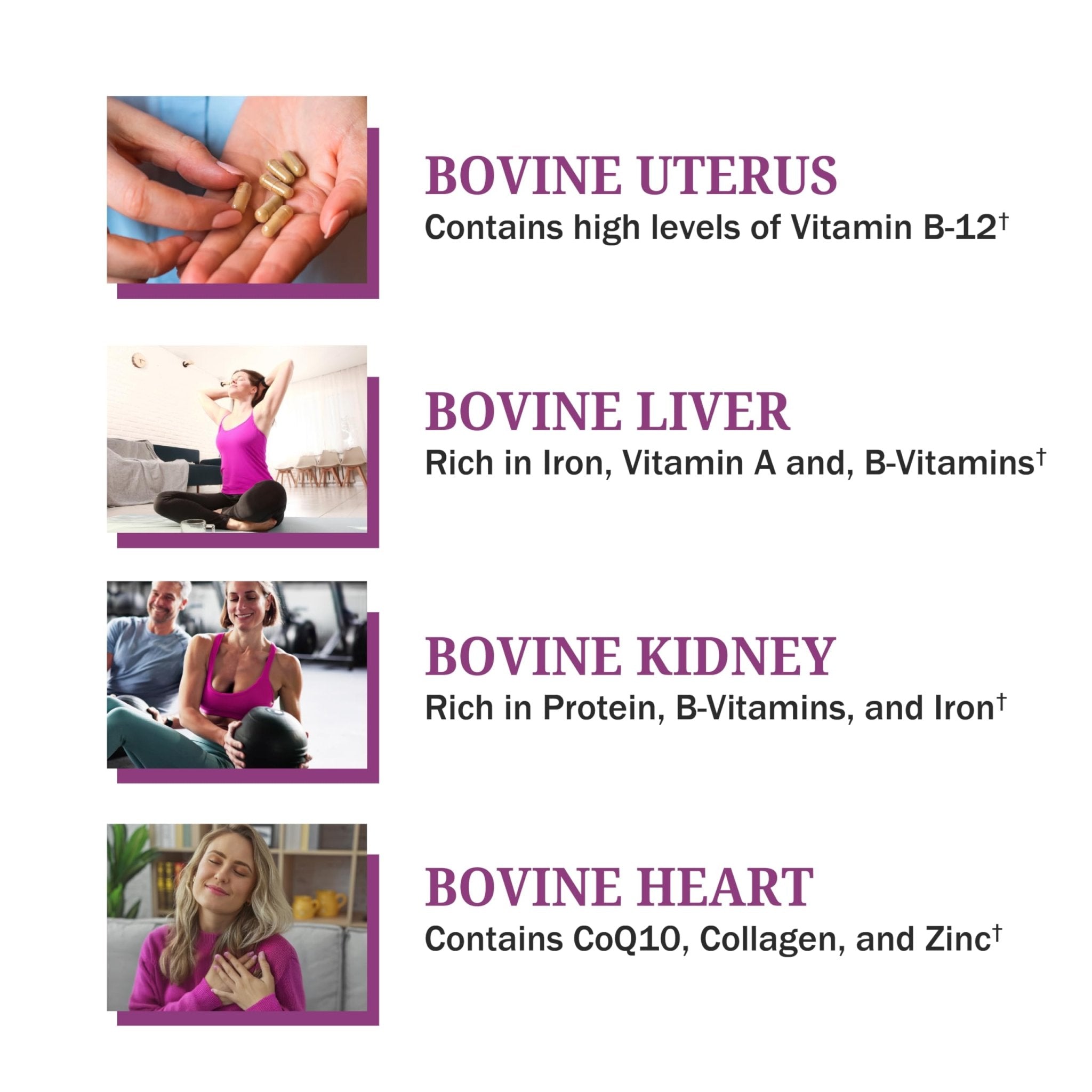 BioSchwartz Primal Beef Organ Supplement for Women - 60 Capsules - Grass-Fed & Pasture-Raised - Supports Healthy Hair Skin and Nails, Hormone Balance - with Bovine Liver, Kidney, Heart, Uterus Powder - TrustMedUSA