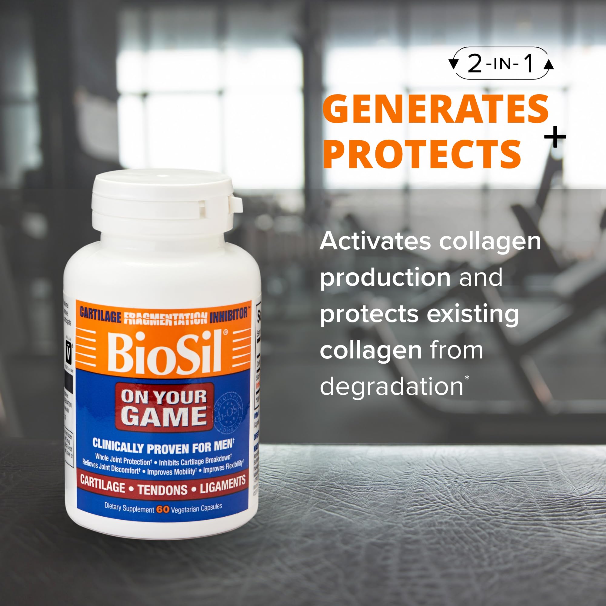 Biosil On Your Game - 60 Veggie Capsules, Pack of 2 - with Patented ch-OSA Complex - Increase Collagen Production for Joint Pain Relief, Flexibility & Range of Motion - GMO Free - 60-Day Supply - TrustMedUSA