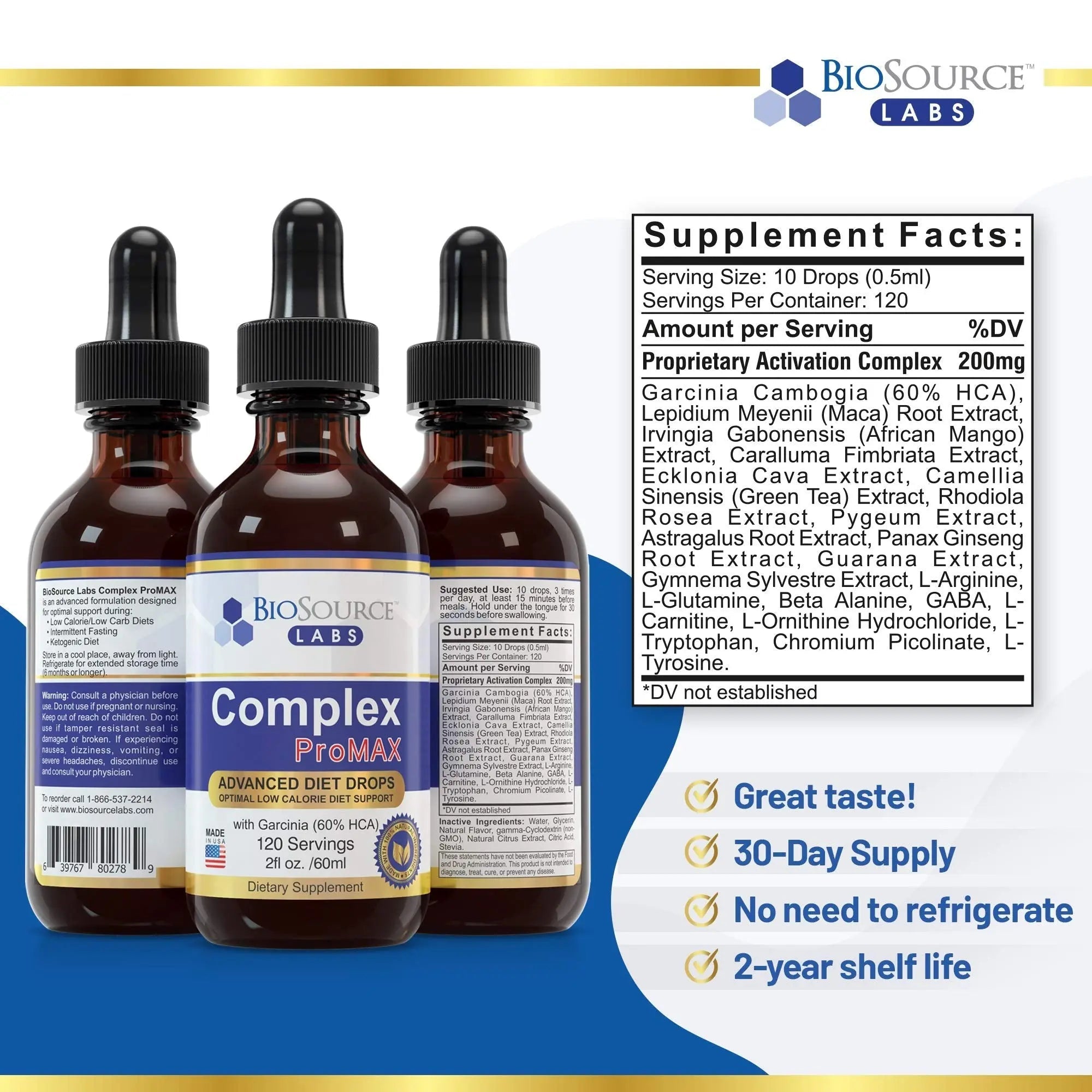 BioSource Labs Complex ProMAX Premium Diet Drops (2 x 2 oz Bottle) - TrustMedUSA