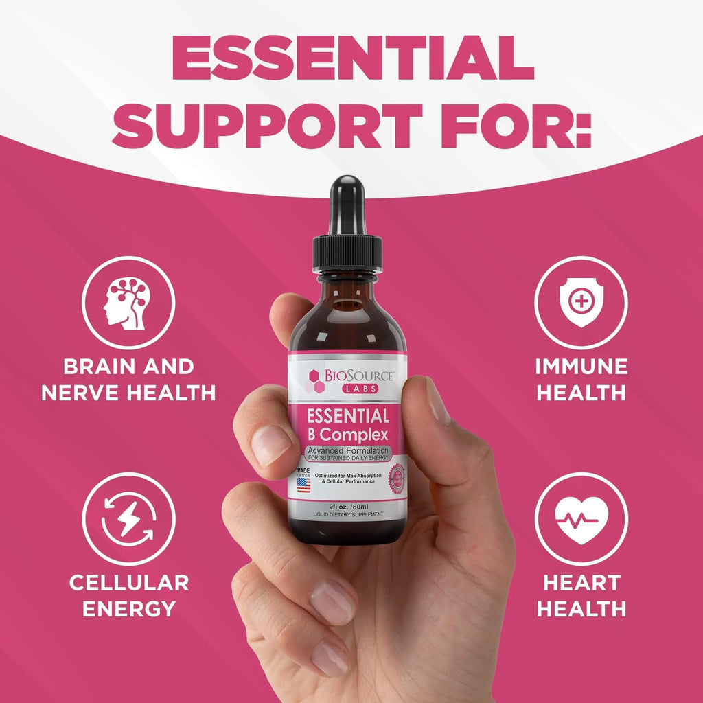 BioSource Labs Essential B Complex - Daily Vegan Vitamin B-Complex Sublingual Liquid - TrustMedUSA