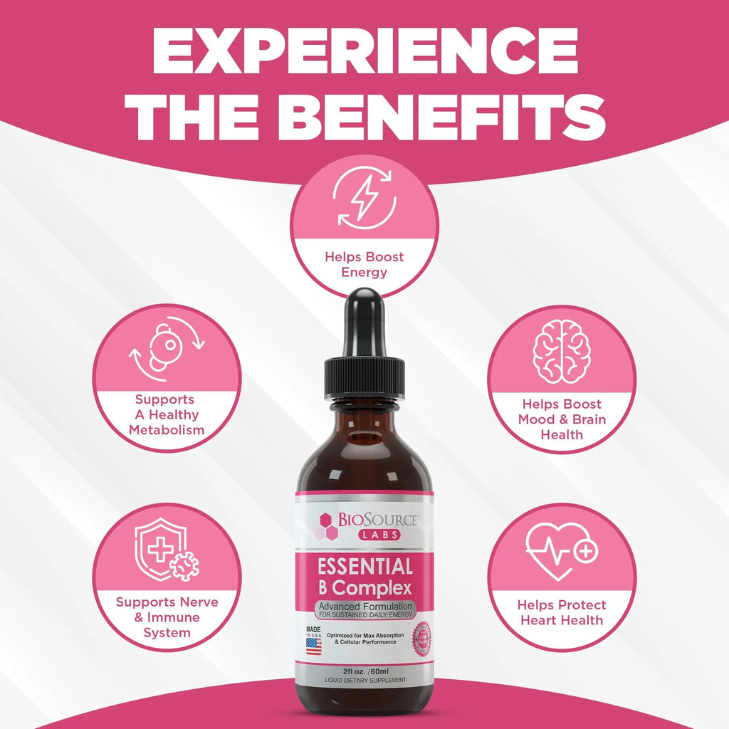 BioSource Labs Essential B Complex - Daily Vegan Vitamin B-Complex Sublingual Liquid - TrustMedUSA