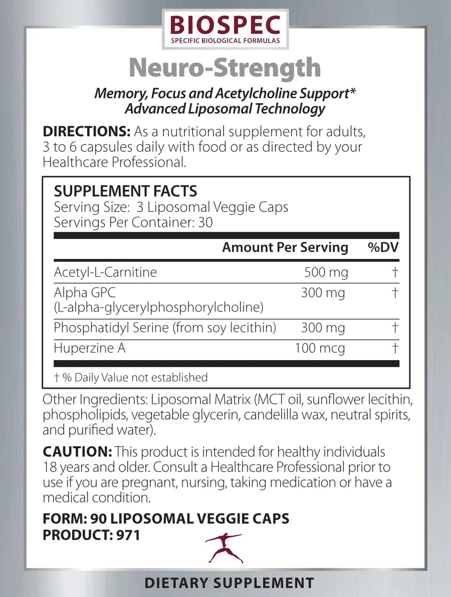 BIOSPEC NUTRITIONALS Neuro-Strength - Support Cognitive Performance* - Acetyl-L-Carnitine, Alpha-GPC, Phosphatidylserine, Huperzine - TrustMedUSA
