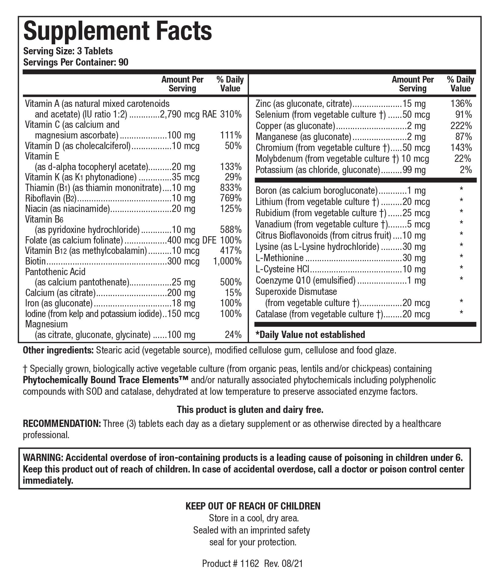 BIOTICS RESEARCH Bio-Multi Plus - Robust Foundational Multivitamin/Mineral Formula, Contains Plant-Based Trace Minerals 270 Tablets - TrustMedUSA