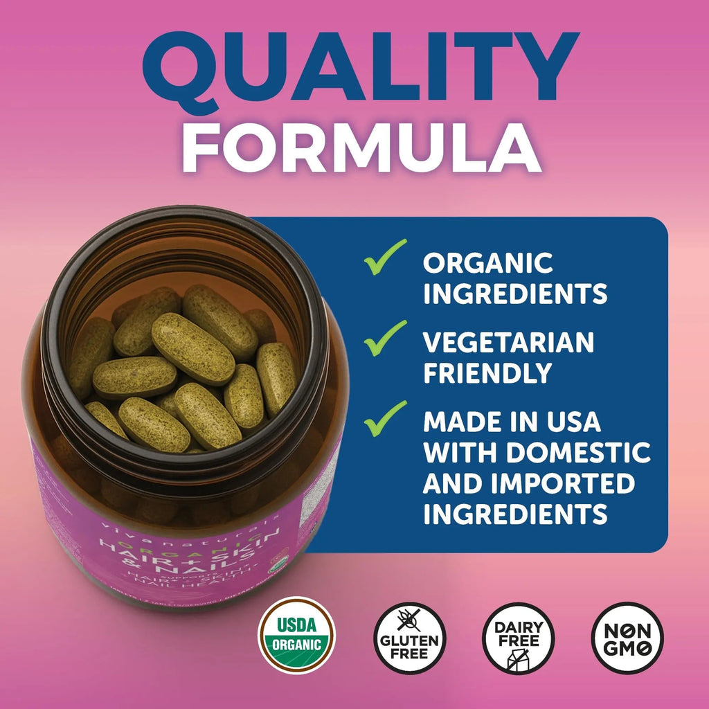 Biotin 5000 mcg Hair Skin Nails Vitamins for Women – Organic and Vegetarian-Friendly Supplement with Vitamin E, B-Vitamins, Spirulina - TrustMedUSA