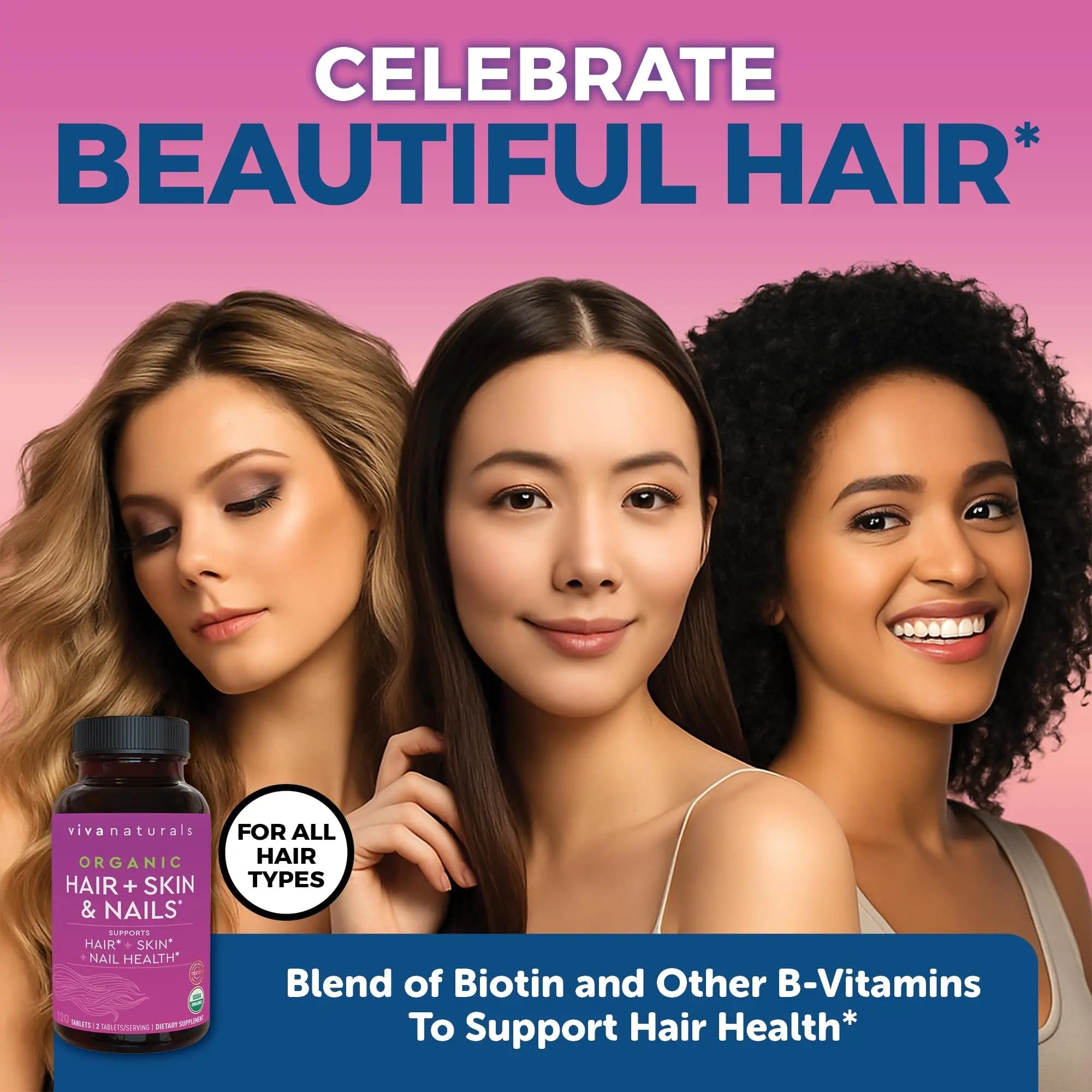 Biotin 5000 mcg Hair Skin Nails Vitamins for Women – Organic and Vegetarian-Friendly Supplement with Vitamin E, B-Vitamins, Spirulina - TrustMedUSA