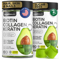 Biotin for Hair Growth Women/Men 12000mcg, Skin & Nails Support Gummies + 70000mcg Collagen Peptides (Collagen Powder in Gummy Form) + 20000mcg Keratin + Retinol, Sugar Free, 120 Gummies (2 Pack) - Maple Wellness Supplements