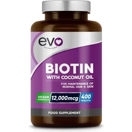 Biotin Hair Growth Supplement 12,000mcg with Coconut Oil | 400 High Strength Tablets - TrustMedUSA