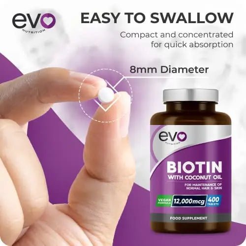 Biotin Hair Growth Supplement 12,000mcg with Coconut Oil | 400 High Strength Tablets - TrustMedUSA