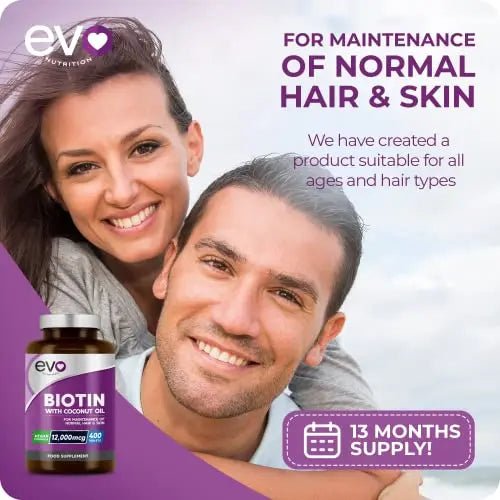 Biotin Hair Growth Supplement 12,000mcg with Coconut Oil | 400 High Strength Tablets - TrustMedUSA