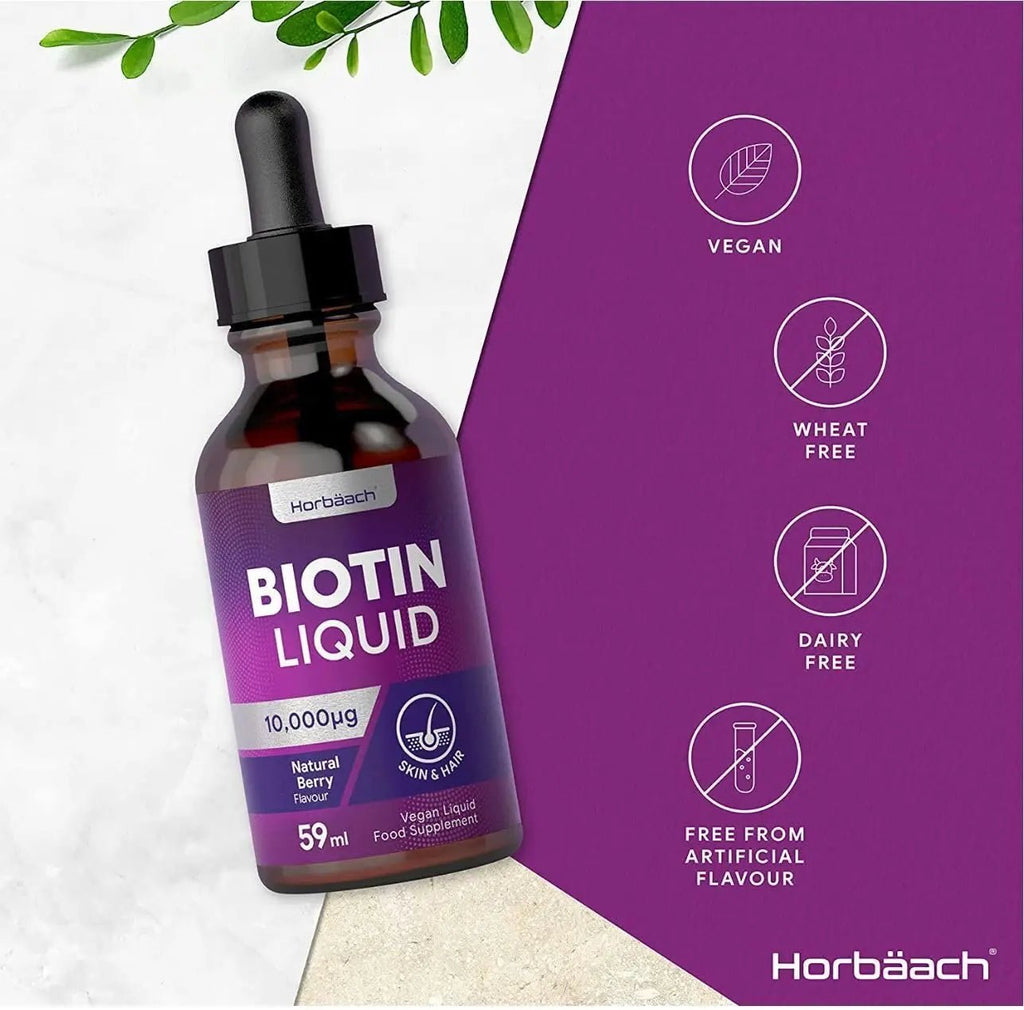 Biotin Liquid Drops for Hair & Skin Support | 10000 mcg Supplement | 59 ml Vitamin B7 - TrustMedUSA