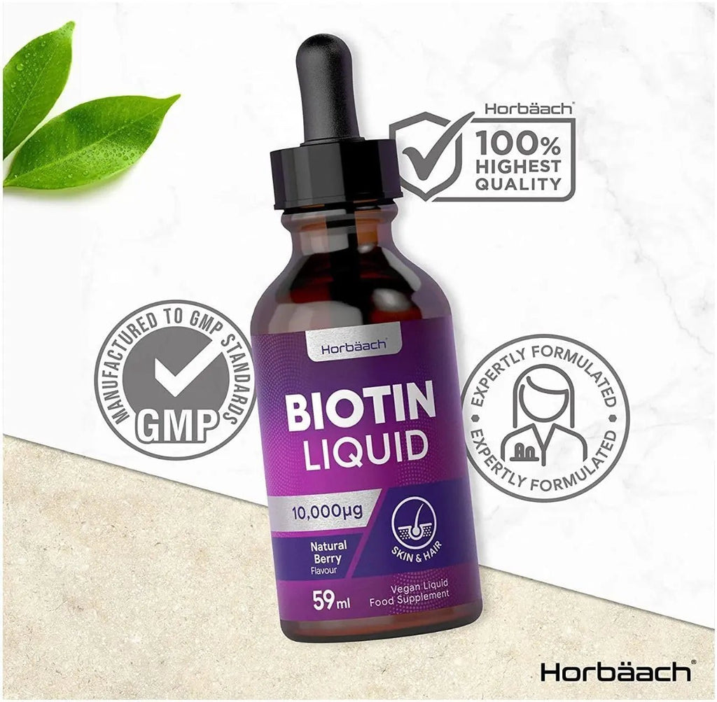 Biotin Liquid Drops for Hair & Skin Support | 10000 mcg Supplement | 59 ml Vitamin B7 - TrustMedUSA