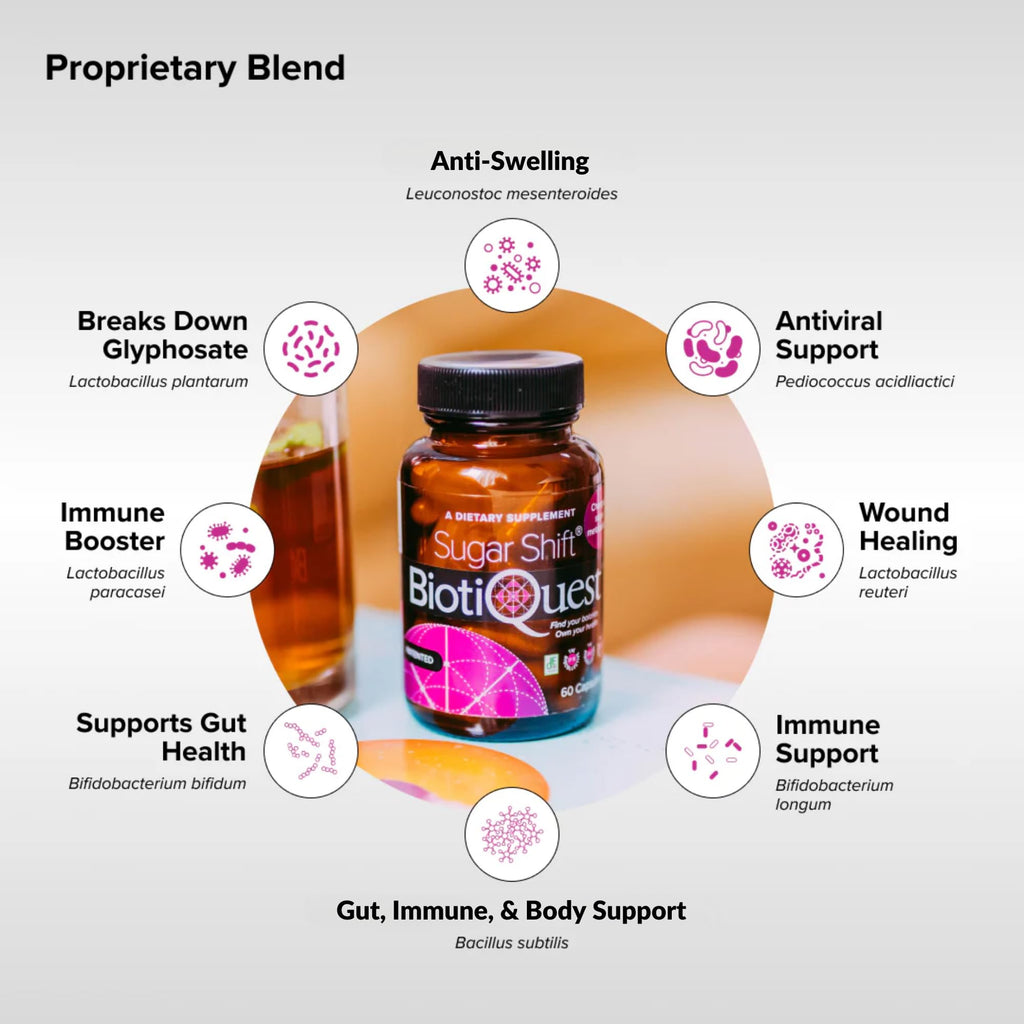 BiotiQuest Sugar Shift Probiotic | Helps Decrease Sugar & Carb Cravings and Supports Digestive Balance | 22 Billion CFU | Non-GMO, Gluten-Free, & Vegan | 60 Servings - TrustMedUSA