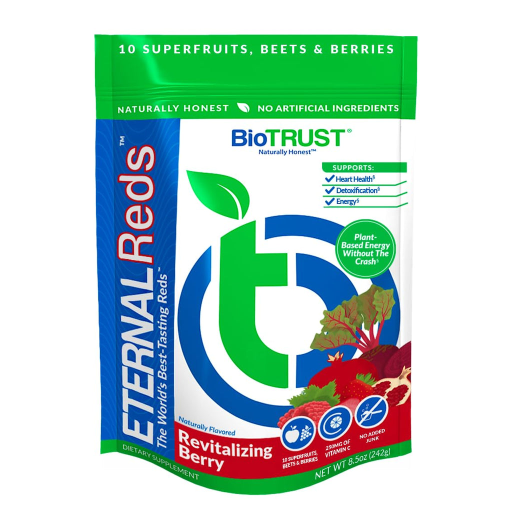 BioTrust Eternal Reds, Red Superfoods Powder, Support for Heart Health and Circulation, Energy, Stamina, No Added Sugar or Caffeine, Naturally Flavored and Sweetened, Berry Flavor (30 Servings) - TrustMedUSA