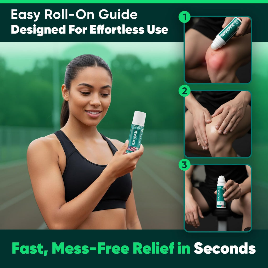 BioXPressEase Fast-Acting Hemp Pain Relief Roll On - Highly Effective, Cool & Topical Pain Relief Extra Strength for Muscle, Joint, & Back – Easy Roll On Maximum Strength - Made in USA - TrustMedUSA