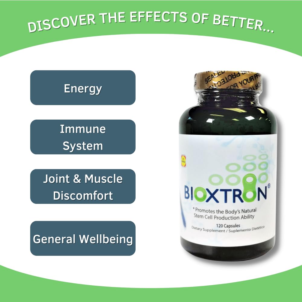 Bioxtron Natural AFA Stem Cell Supplement - Joint Support & Muscle Pain - Immune System Support - Natural Blue Green Algae Spirulina - 120 Caps - TrustMedUSA