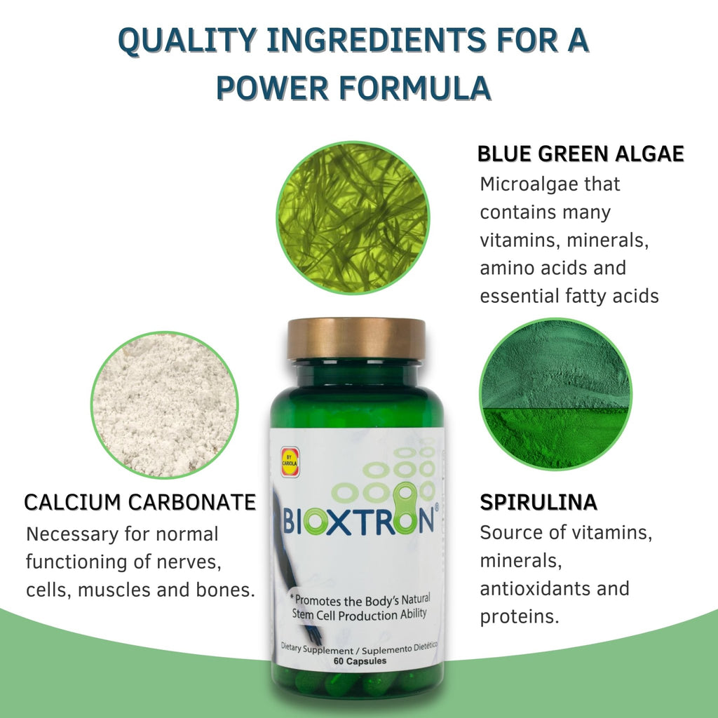 Bioxtron Natural AFA Stem Cell Supplement - Joint Support & Muscle Pain - Immune System Support - Support Energy Levels - Natural Blue Green Algae Spirulina - Pack of 2-120 Caps - TrustMedUSA