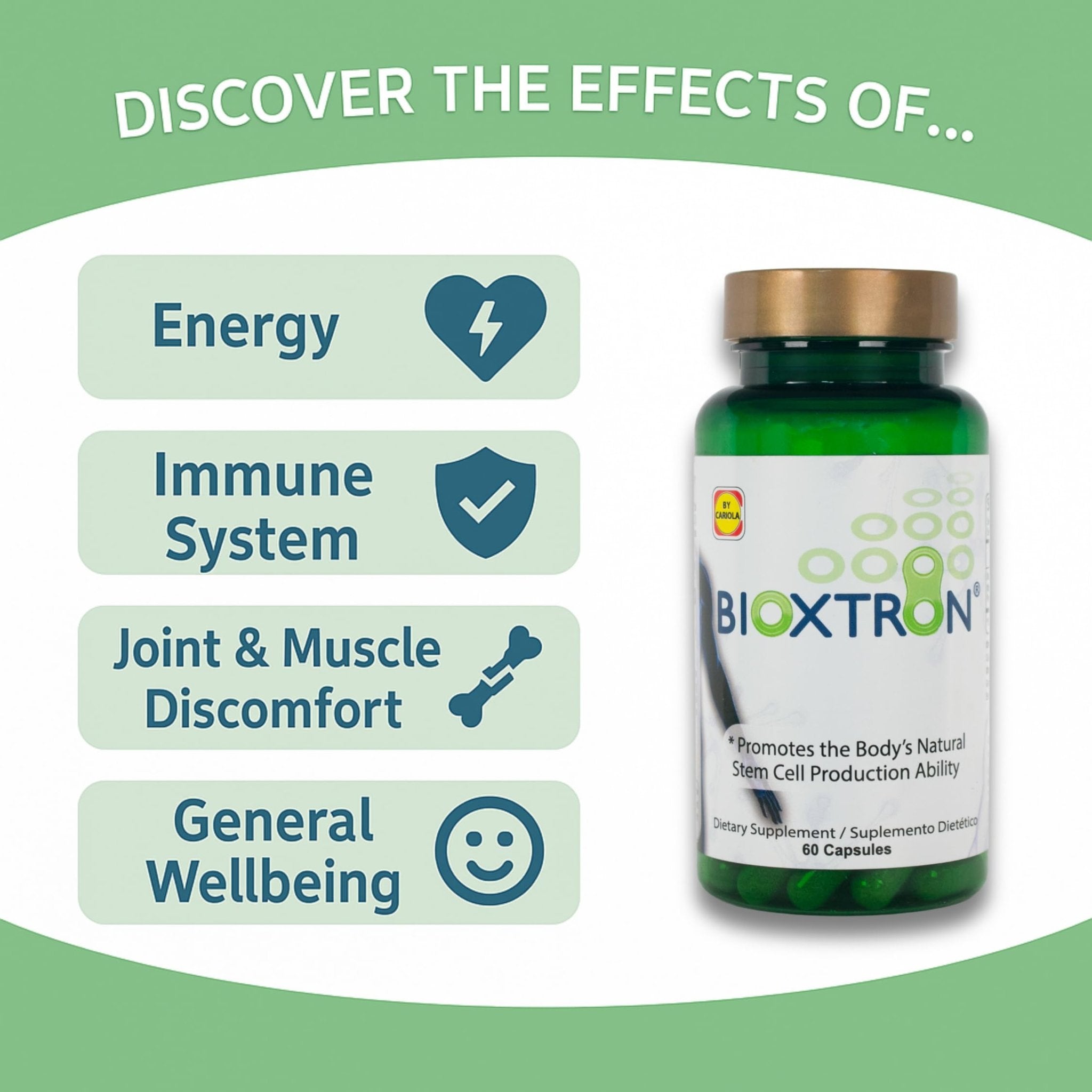 Bioxtron Natural AFA Stem Cell Supplement - Joint Support & Muscle Pain - Immune System Support - Support Energy Levels - Natural Blue Green Algae Spirulina - Pack of 2-120 Caps - TrustMedUSA