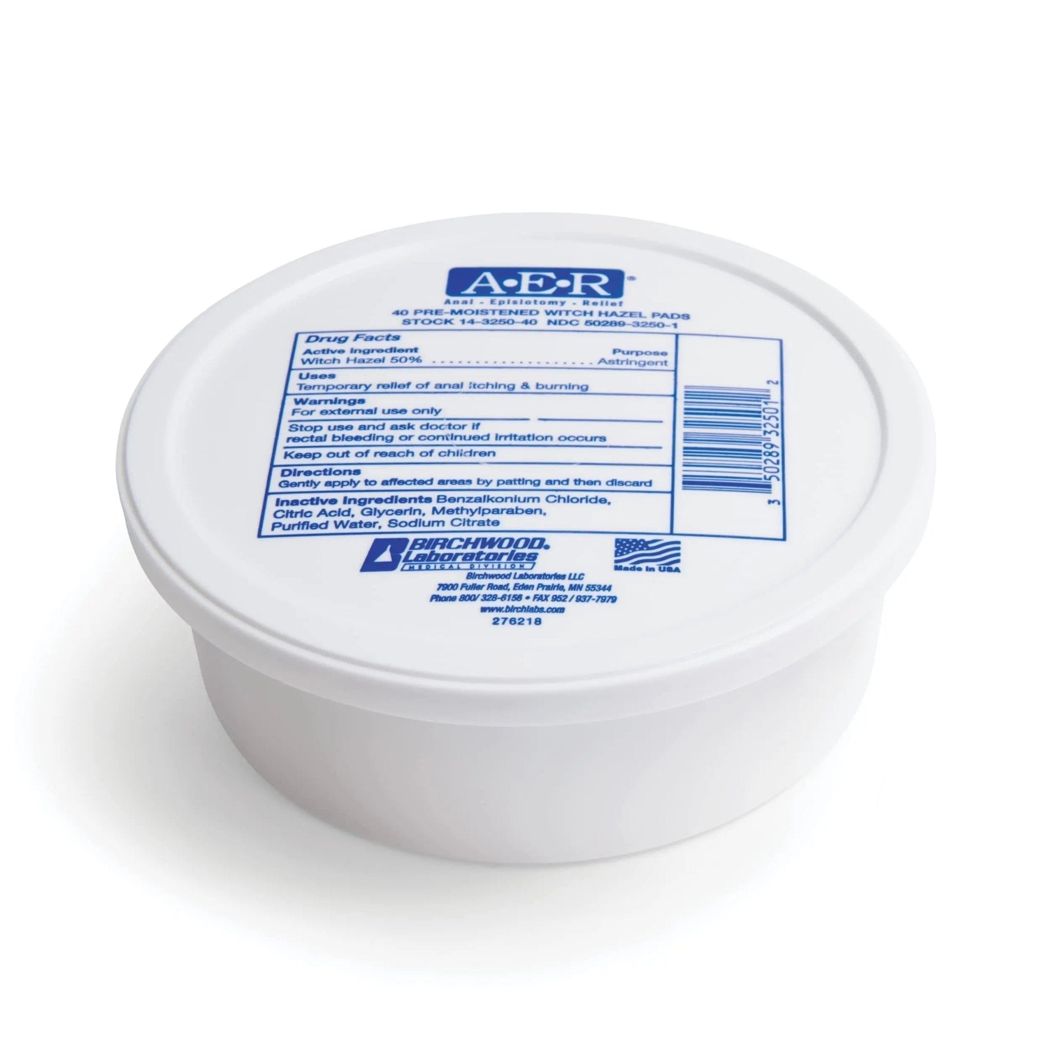Birchwood Laboratories A-E-R Pre-Moistened Medicated Cooling Witch Hazel Pads For Hemorrhoid & Postpartum Relief, 40 Count - TrustMedUSA