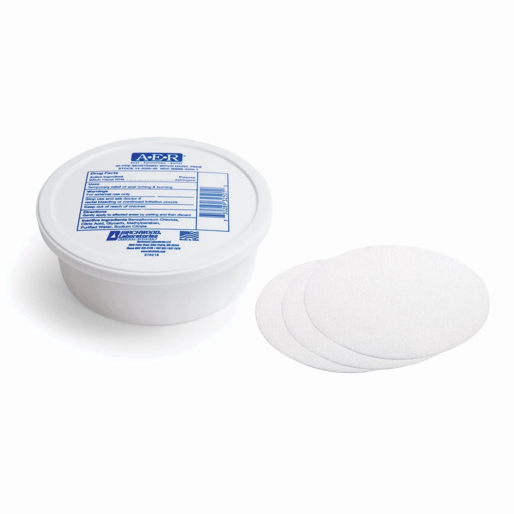 Birchwood Laboratories A-E-R Pre-Moistened Medicated Cooling Witch Hazel Pads For Hemorrhoid & Postpartum Relief, 40 Count - TrustMedUSA
