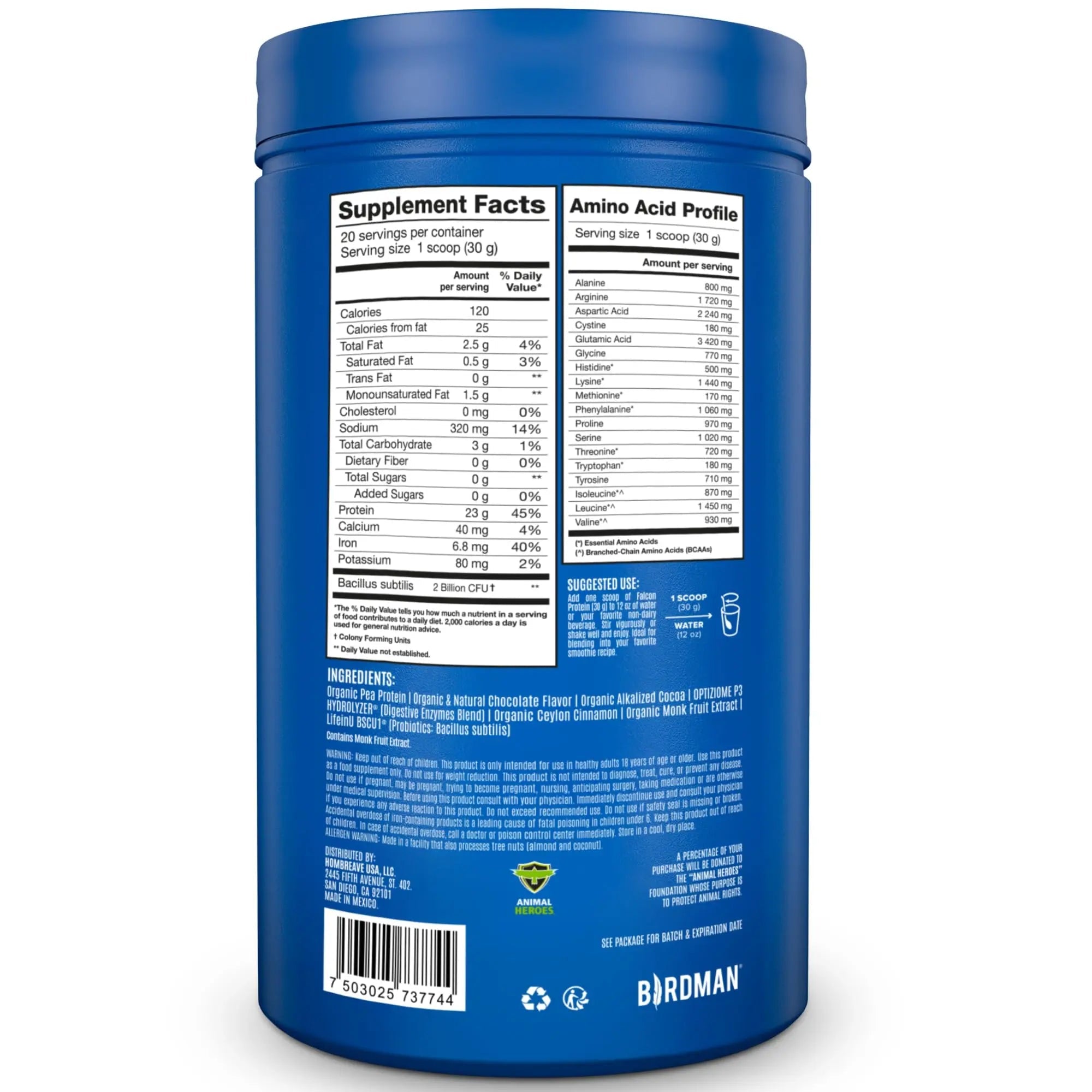 BIRDMAN Falcon Vegan Protein Powder Organic, Stevia & Sugar Free, Plant Based Protein - TrustMedUSA
