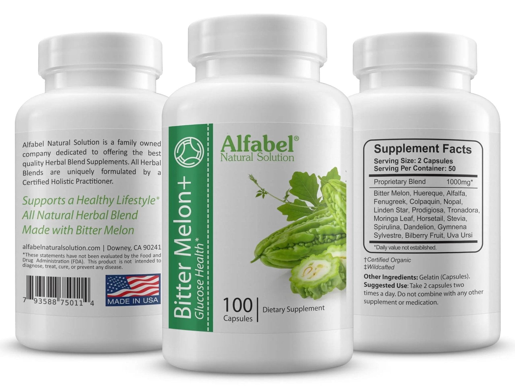 Bitter Melon Plus Herbal Blend - 18 Super Herbs - 100 Capsules - All Natural Glucose Health - TrustMedUSA