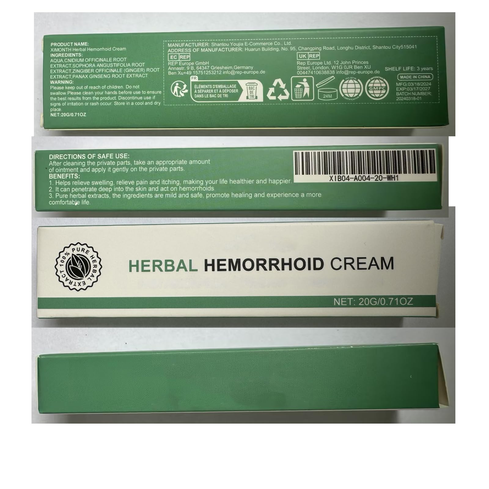 BITYEYE Herbal Hemorrhoids Cream,Hemorrhoid Cream,for Men and Women (1PCS) - TrustMedUSA