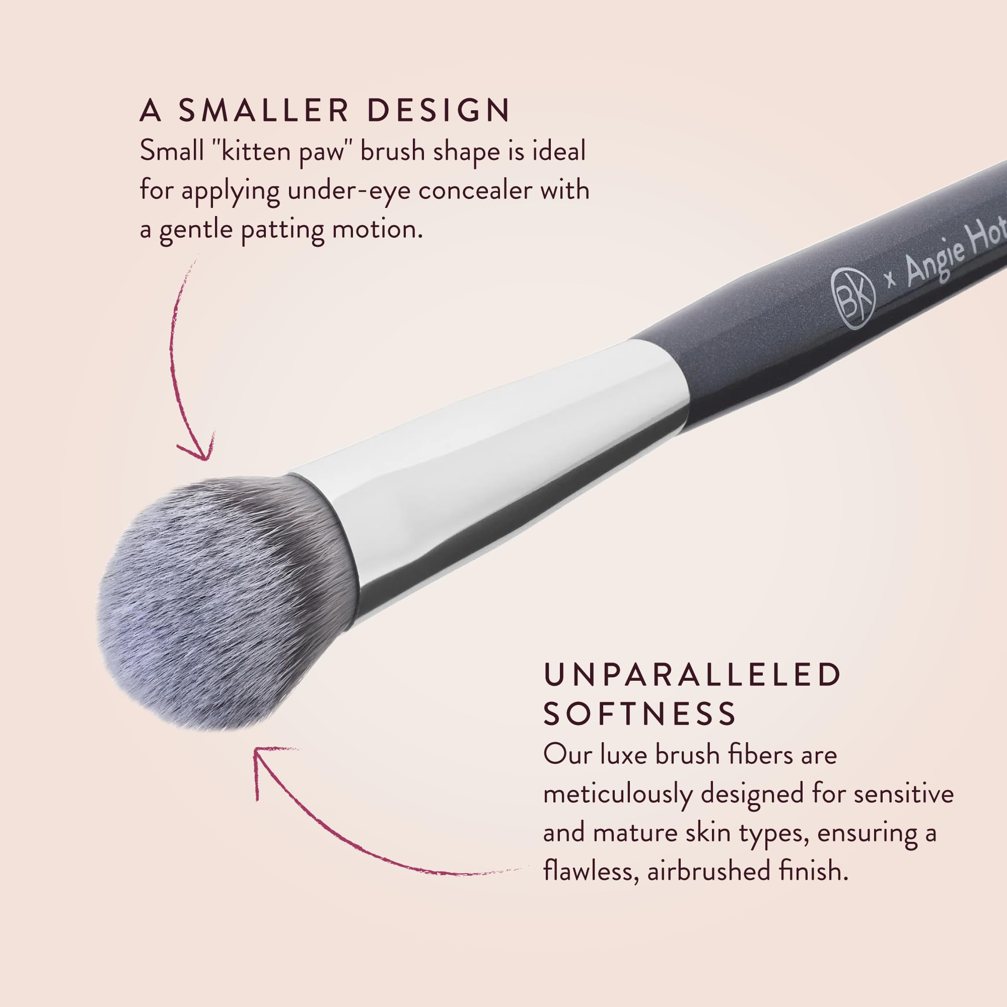 BK BEAUTY BRUSHES - ANGIE HOT & FLASHY A506 CONCEALER - Viral "Kitten Paw" Face Brush - Under-Eye Concealing and Contouring - Makeup Brushes - TrustMedUSA
