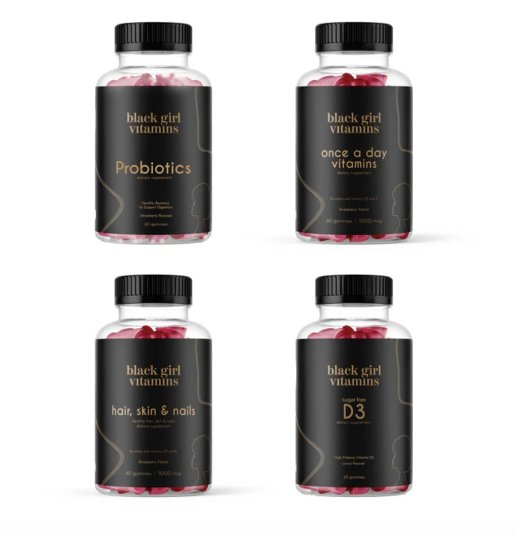 Black Girl Vitamins Complete Wellness Essentials - 30-Day Bundle with D3 Gummies, Probiotics, Hair-Skin-Nails + Sea Moss - 8 Key Nutrients for Immune, Skin & Energy Support - TrustMedUSA