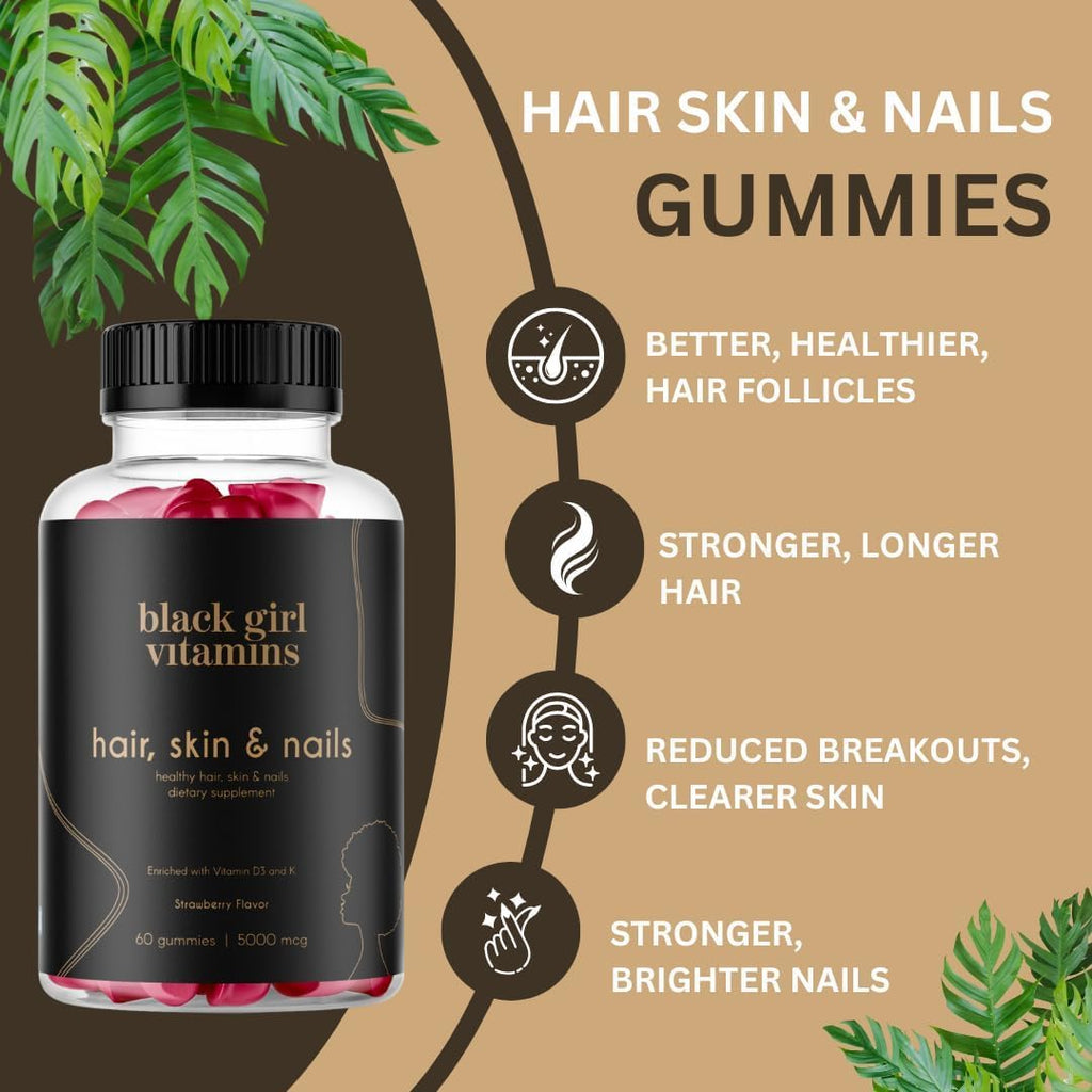 Black Girl Vitamins Complete Wellness Essentials - 30-Day Bundle with D3 Gummies, Probiotics, Hair-Skin-Nails + Sea Moss - 8 Key Nutrients for Immune, Skin & Energy Support - TrustMedUSA