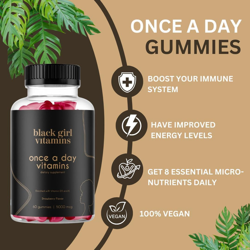 Black Girl Vitamins Complete Wellness Essentials - 30-Day Bundle with D3 Gummies, Probiotics, Hair-Skin-Nails + Sea Moss - 8 Key Nutrients for Immune, Skin & Energy Support - TrustMedUSA