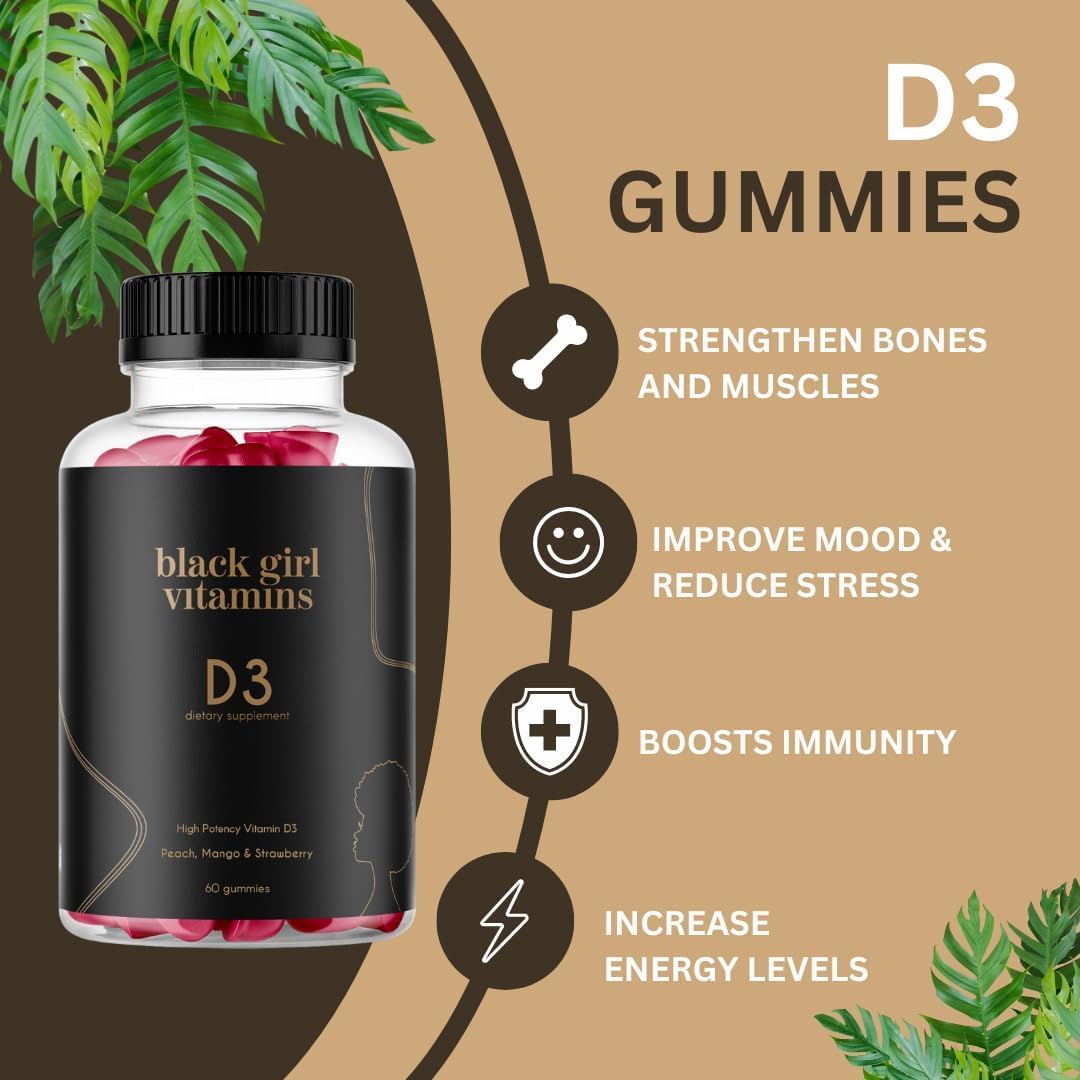 Black Girl Vitamins Complete Wellness Essentials - 30-Day Bundle with D3 Gummies, Probiotics, Hair-Skin-Nails + Sea Moss - 8 Key Nutrients for Immune, Skin & Energy Support - TrustMedUSA