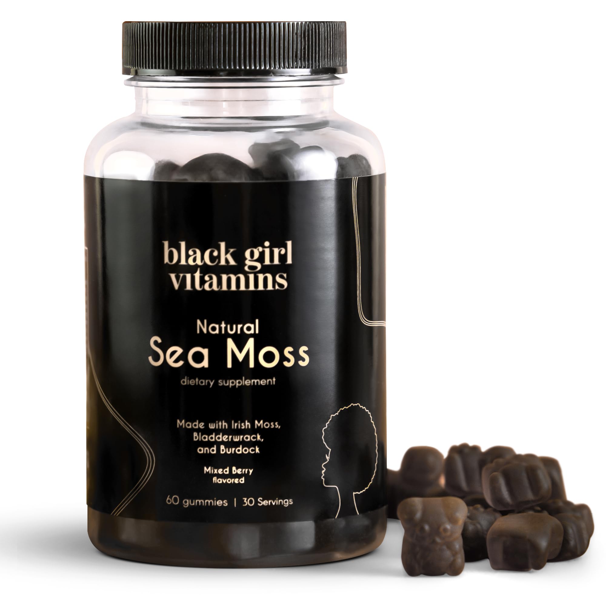 Black Girl Vitamins - Irish Sea Moss Gummies - SeaMoss + Bladderwrack & Burdock - 92 Minerals for Thyroid, Metabolism, and Immunity - Vegan - TrustMedUSA