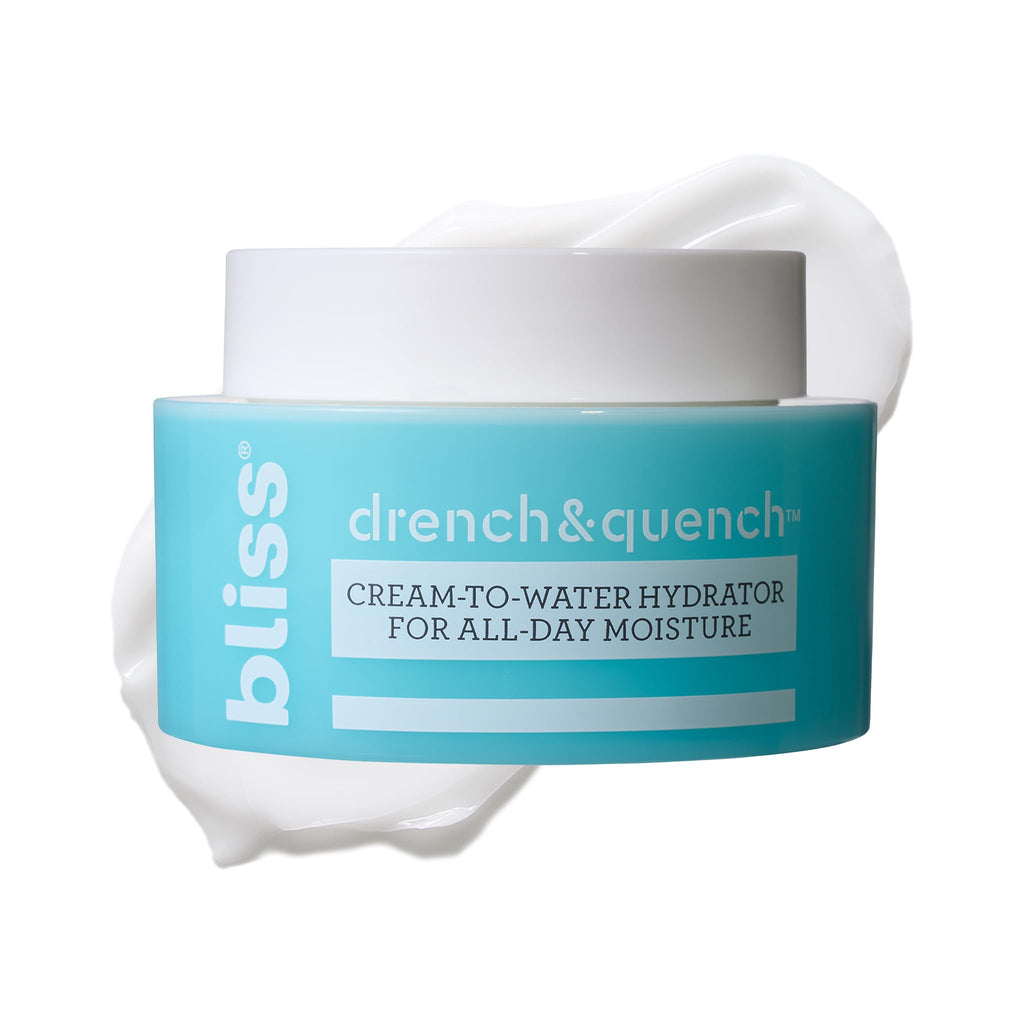 Bliss Drench & Quench Hyaluronic Acid Cream to Water Moisturizer | Lightweight Face Cream with 4 Types of Hyaluronic Acid for All Day Hydration and Plump Skin | Clean Vegan & Cruelty Free 1.7 fl oz - TrustMedUSA