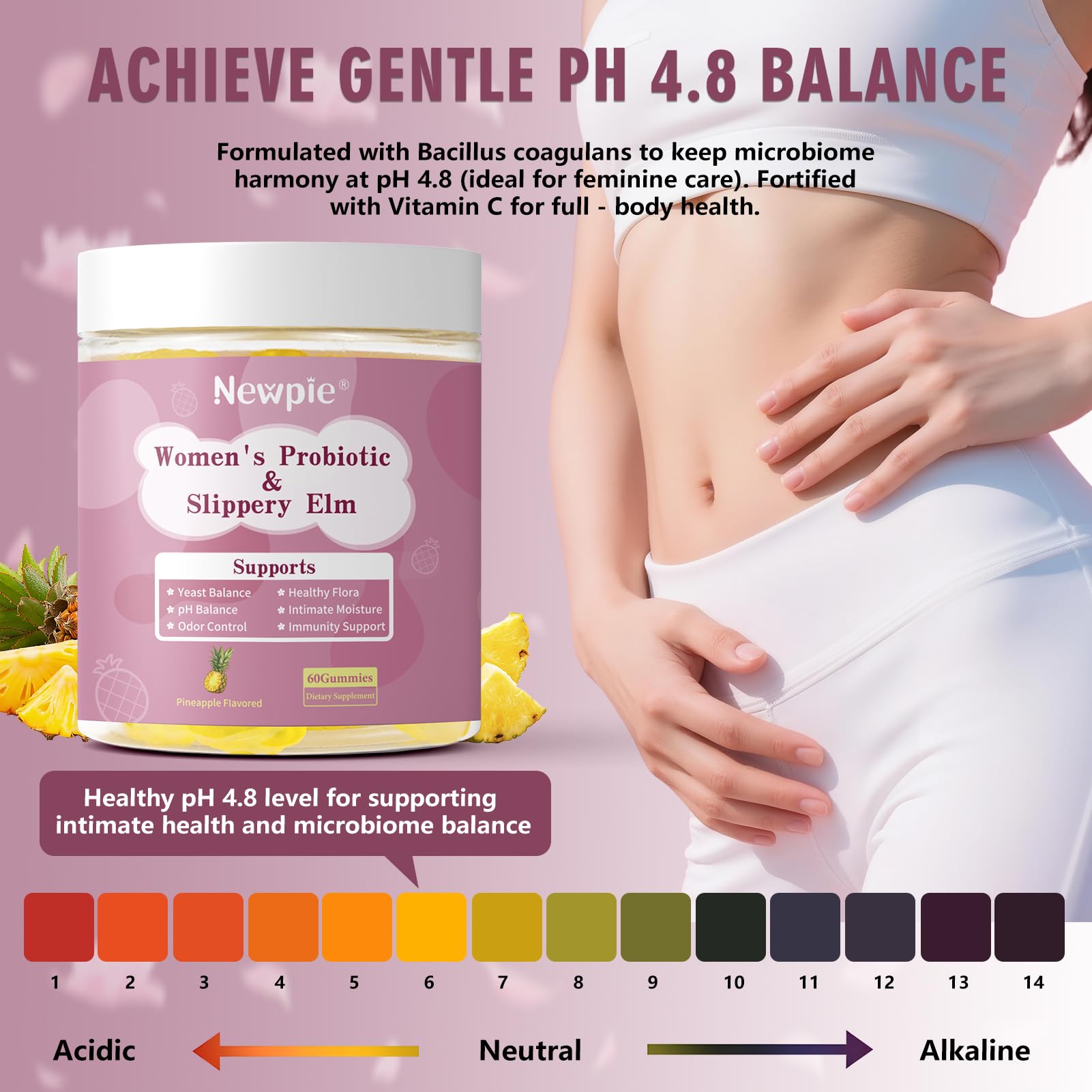 Blltzzz Her Juicy Women's Probiotic Gummies | Pineapple Flavor | Contains Slippery Elm and Probiotic Blend to Support Women's Intimate pH Balance, Gut Wellness and Overall Well-Being | 60 Gummies (2) - TrustMedUSA