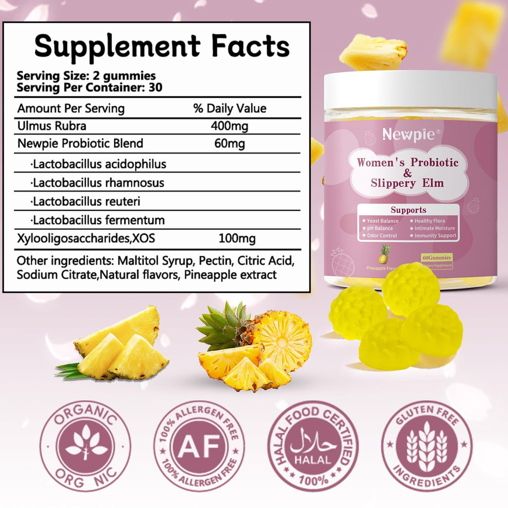 Blltzzz Her Juicy Women's Probiotic Gummies | Pineapple Flavor | Contains Slippery Elm and Probiotic Blend to Support Women's Intimate pH Balance, Gut Wellness and Overall Well-Being | 60 Gummies (2) - TrustMedUSA