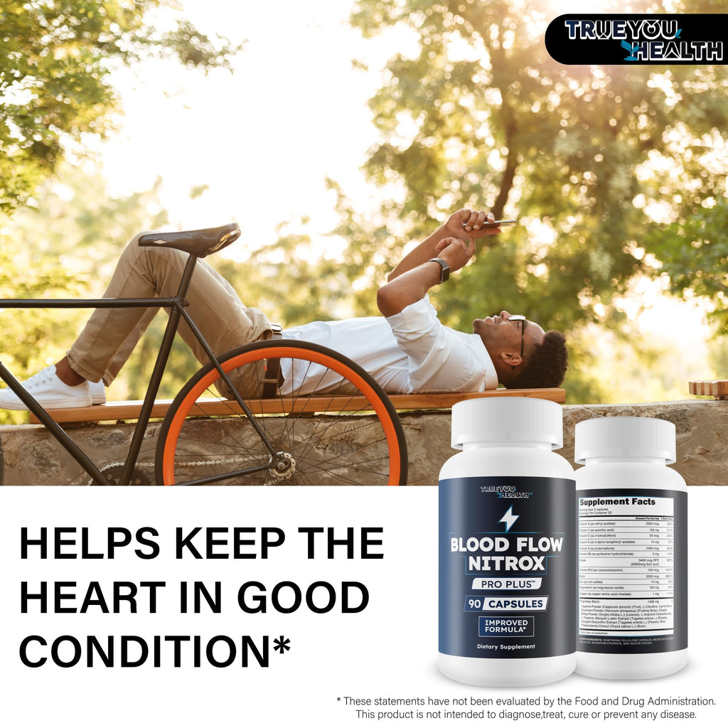 Blood Flow Nitrox Pro Plus - Improved Formula - Our Best Blood Circulation Supplements For Men - Vasodialators - Increase Blood Flow Care Blood Circulation Supplement Blood Flow Supplement For Men - TrustMedUSA