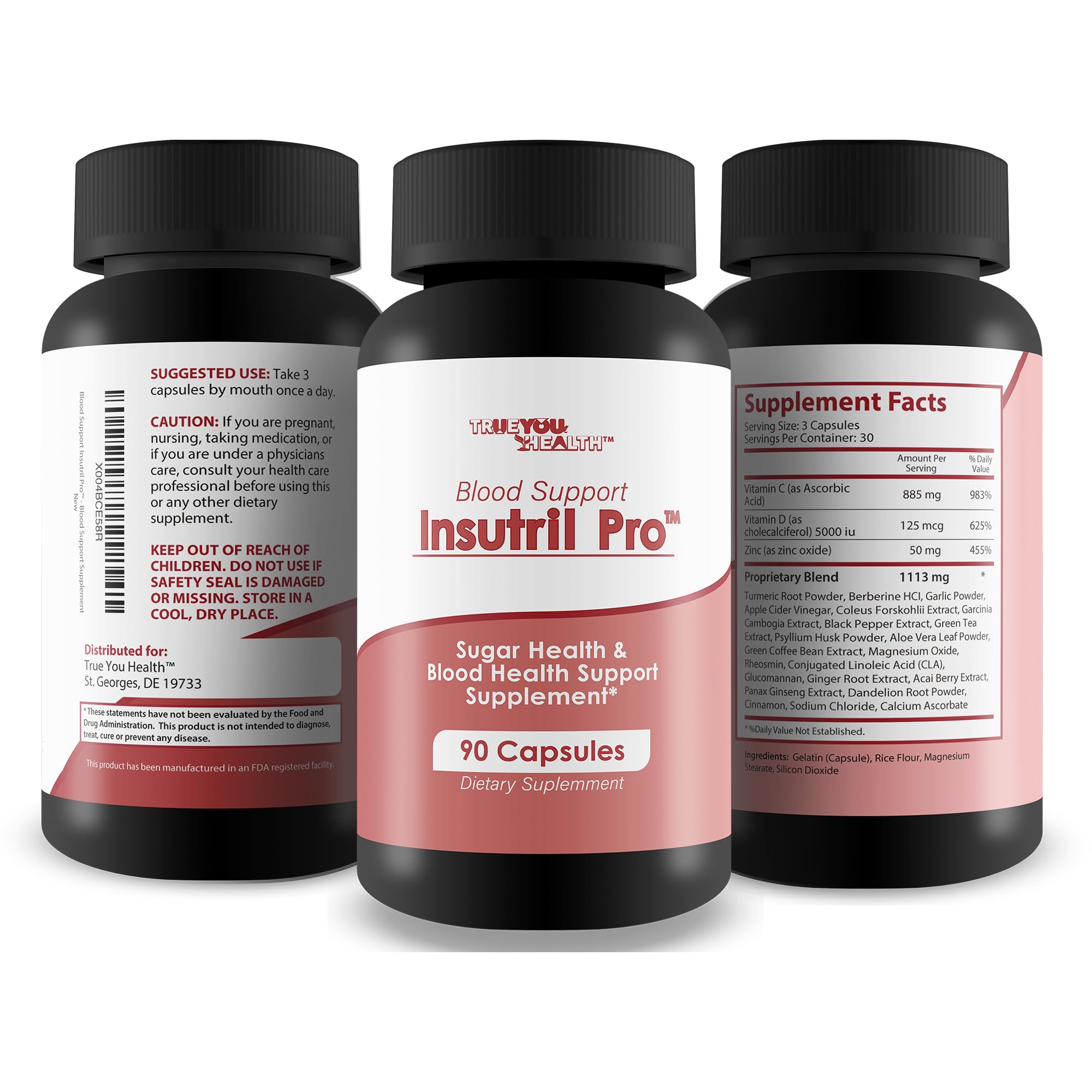 Blood Support Insutril Pro - Our Best Sugar Health & Blood Health Support Supplement - Circulatory Health Support - Blood Balance Blood Boost Blood Circulation Supplements - Health Blood Balance Pills - TrustMedUSA