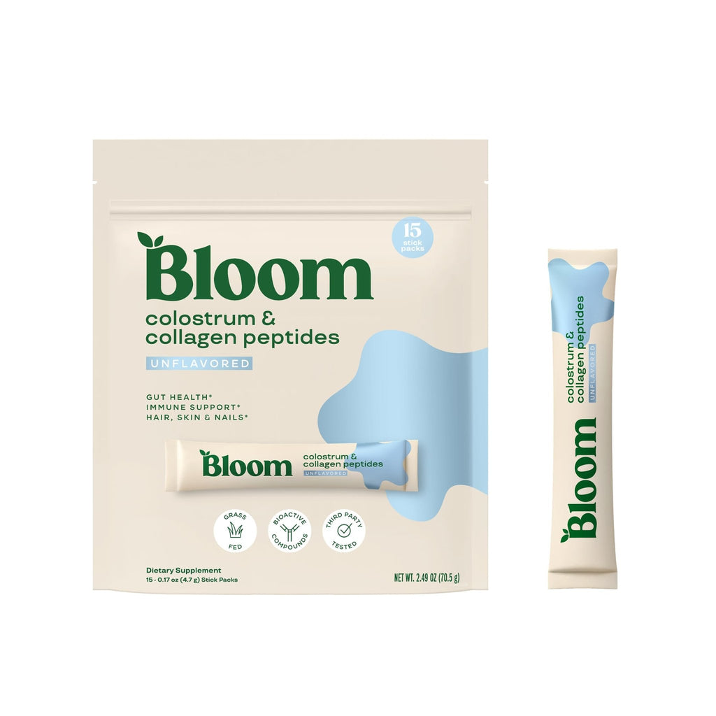 Bloom Nutrition Bovine Colostrum Powder Packet, Gut Health, Immune Support, Hair Growth & Beauty Supplement, Gluten Free, Sugar Free | Unflavored, 15 Servings - TrustMedUSA