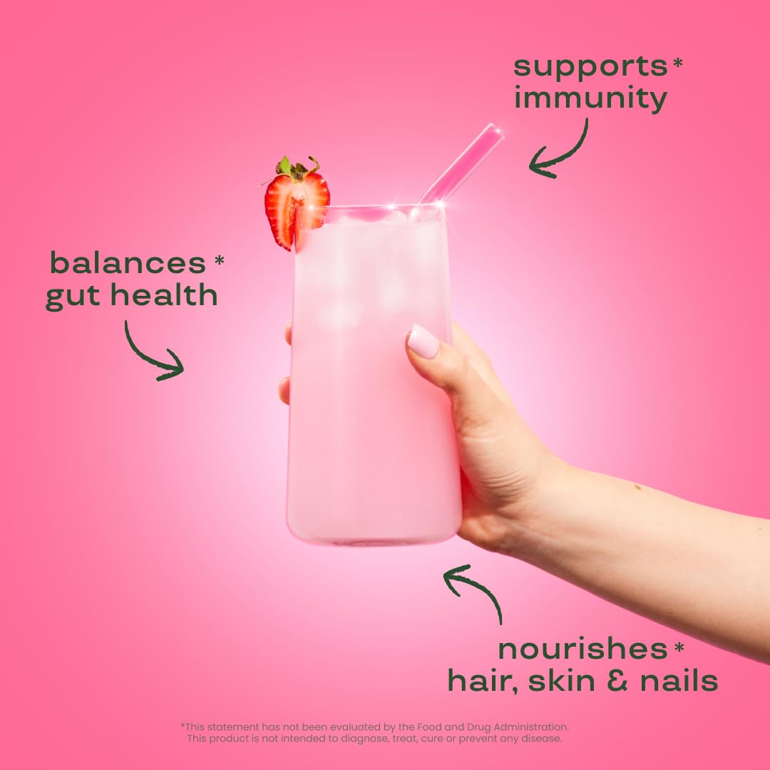 Bloom Nutrition Bovine Colostrum Powder with Vitamin B-12 for Gut Health, Immune Support, Hair Growth & Beauty Supplement | Strawberry, 25 Servings - TrustMedUSA