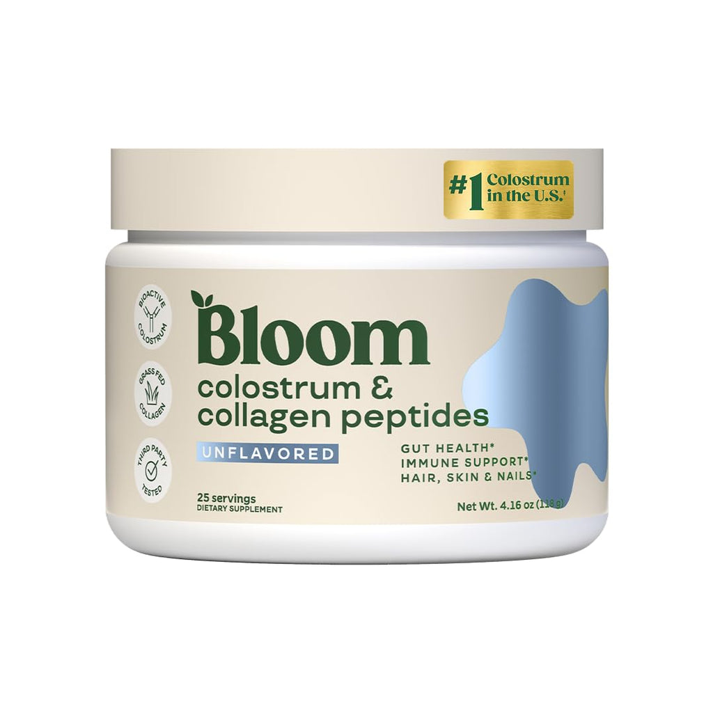 Bloom Nutrition Bovine Colostrum Powder with Vitamin B-12 for Gut Health, Immune Support, Hair Growth & Beauty Supplement | Unflavored, 25 Servings - TrustMedUSA