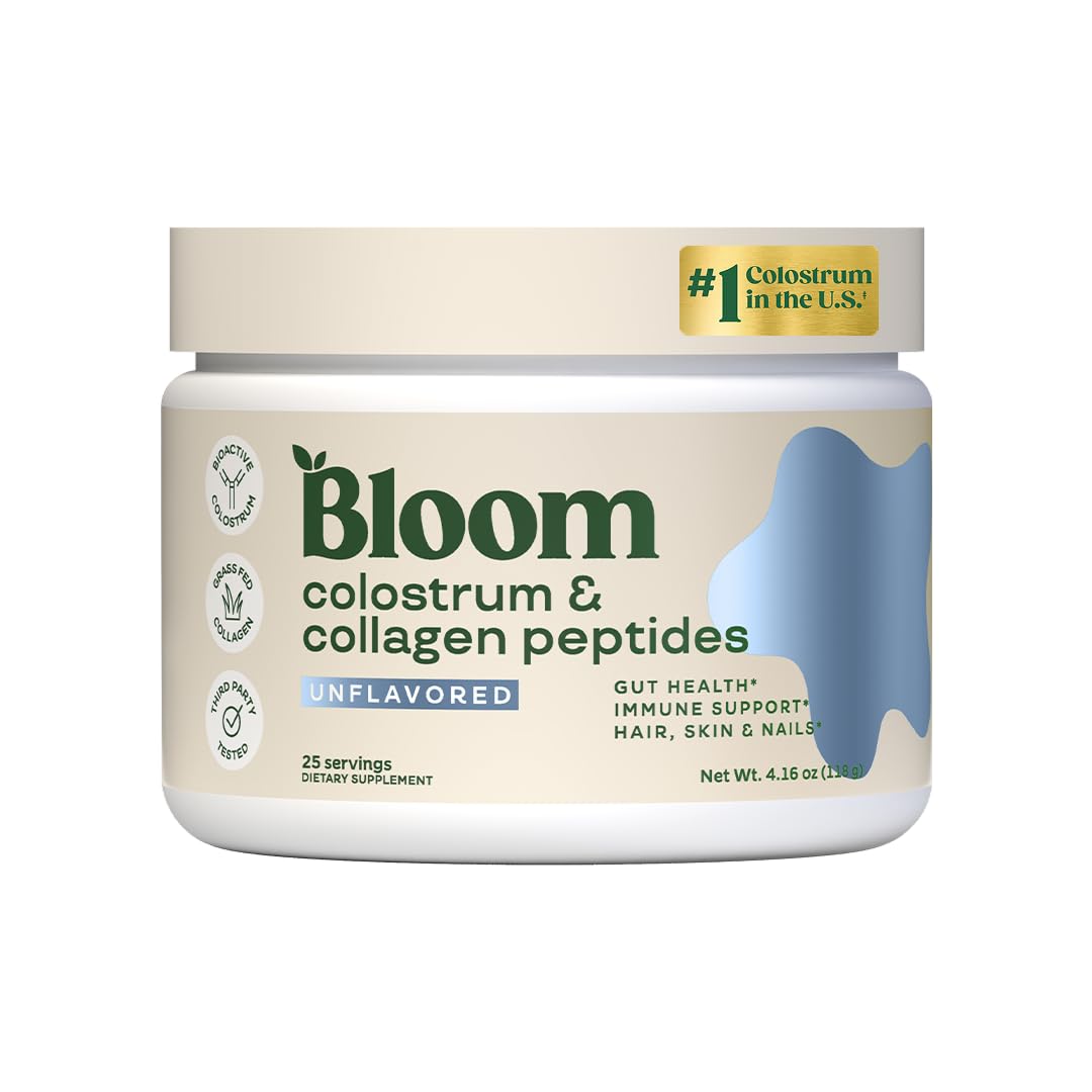 Bloom Nutrition Bovine Colostrum Powder with Vitamin B-12 for Gut Health, Immune Support, Hair Growth & Beauty Supplement | Unflavored, 25 Servings - TrustMedUSA