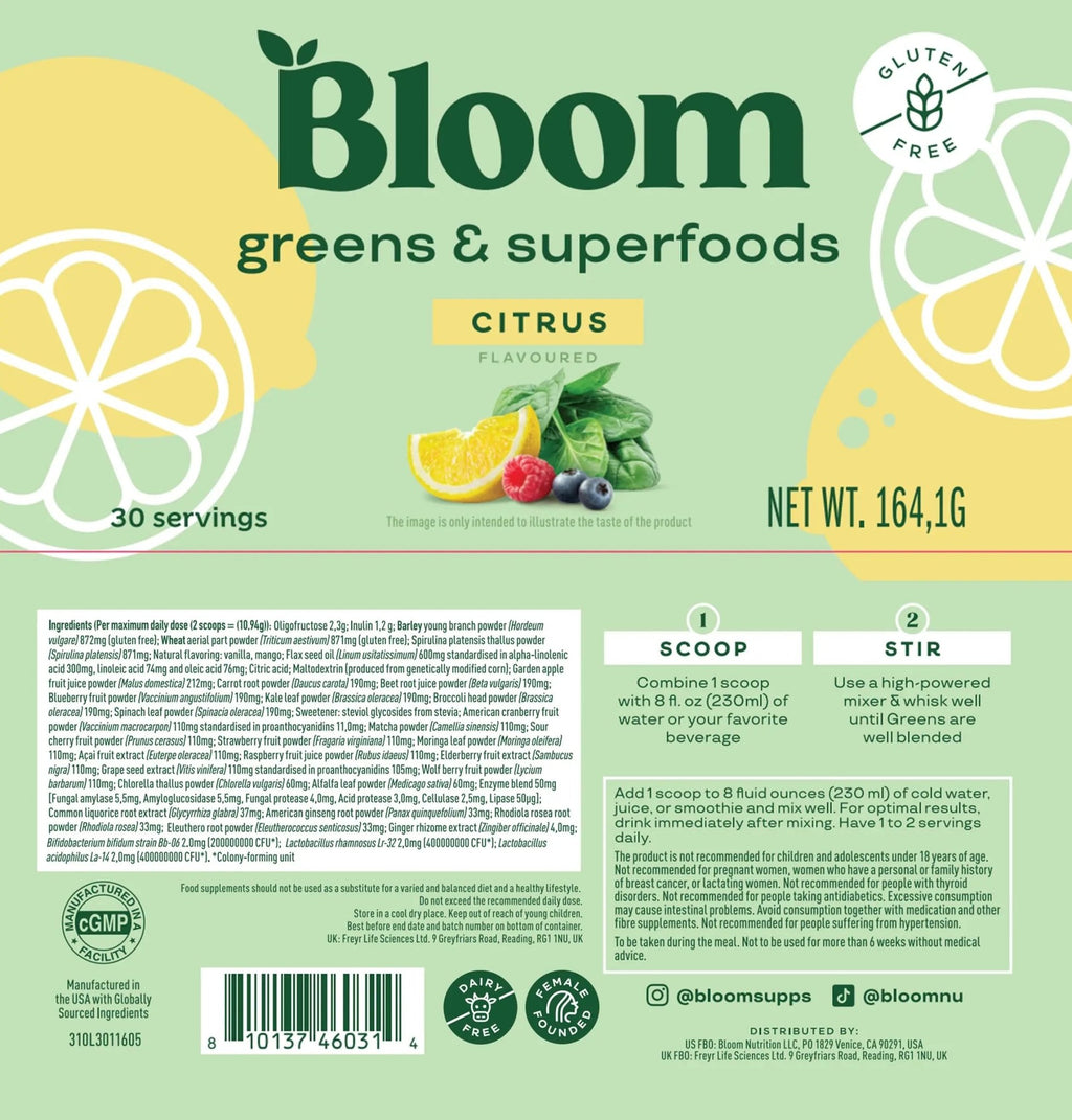 Bloom Nutrition Greens and Superfoods Powder for Digestive Health, Greens Powder - TrustMedUSA