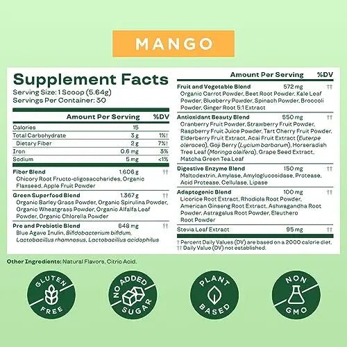Bloom Nutrition Super Greens Powder Smoothie & Juice Mix (Mango) - TrustMedUSA