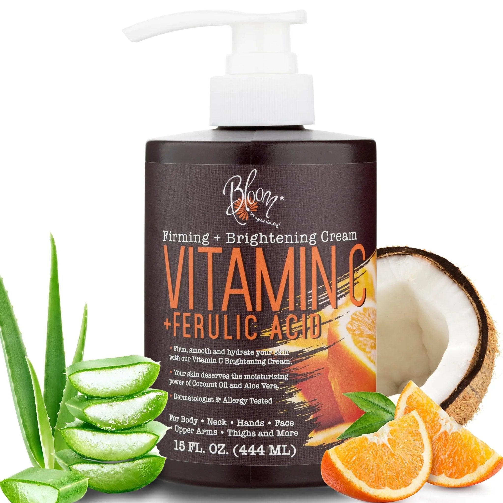 BLOOM Vitamin C Cream Body Lotion & Face Moisturizer W/Coconut Oil | Natural Skin Care - TrustMedUSA