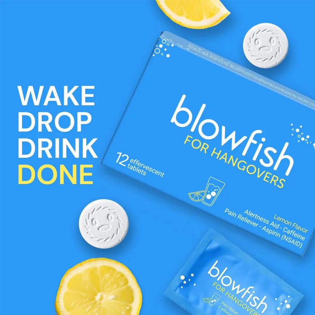 Blowfish for Hangovers - Fast Hangover Relief in 15 Minutes | FDA-Recognized Formulation | Headache Relief, Energy, and Hydration in One Step - TrustMedUSA