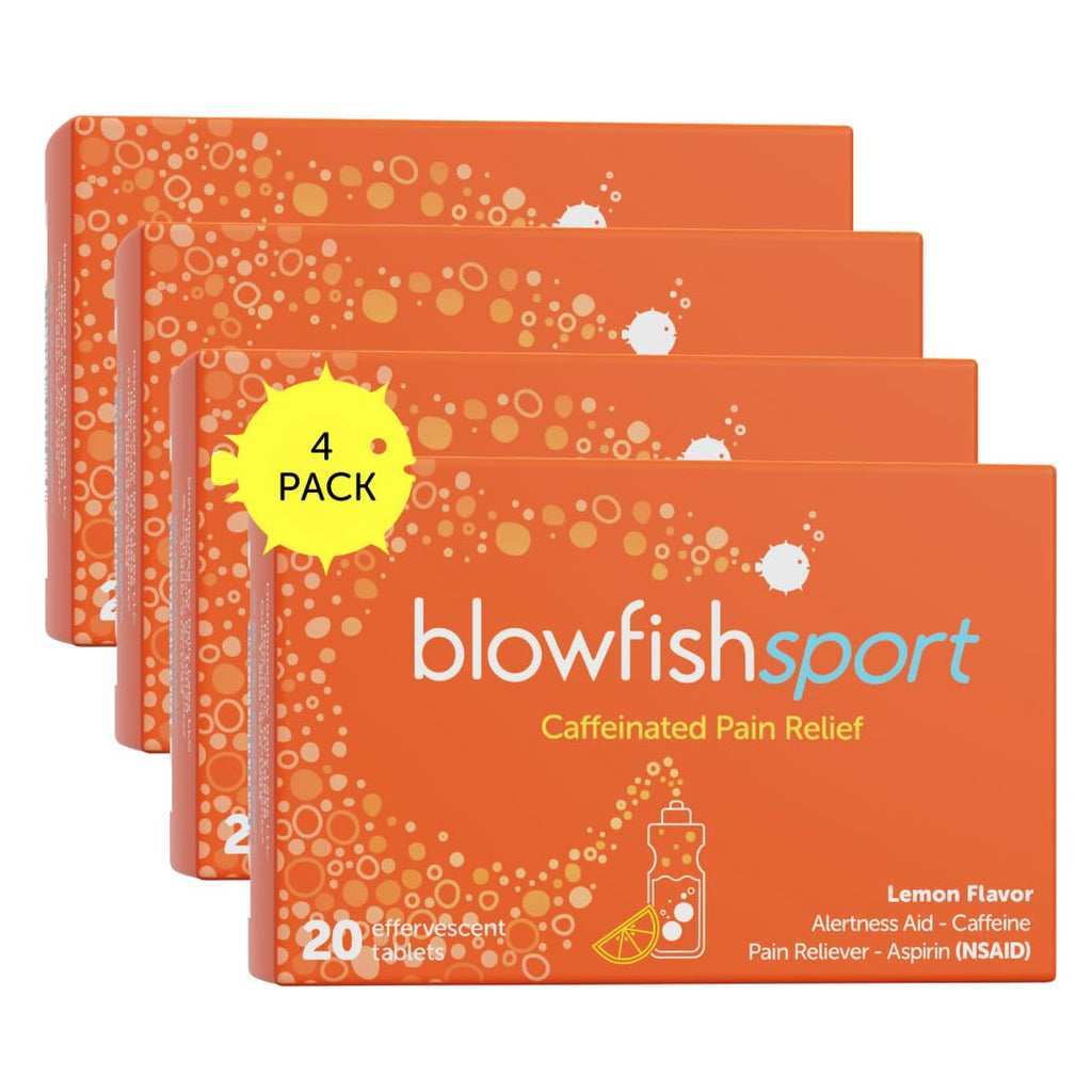 Blowfish Sport | 4 Pack | Pain Relief for Athletes | Eases Sore Muscles | Boosts Energy | Effervescent Formula Works Fast | Perfect for Morning Workouts - TrustMedUSA